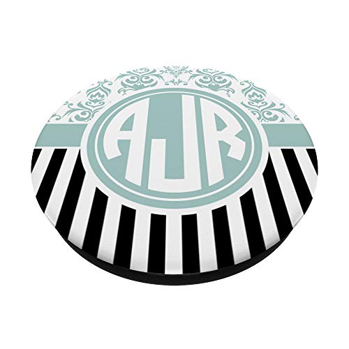 AJR Monogram Gift Blue Damask Initials AJR or ARJ PopSockets Grip and Stand for Phones and Tablets