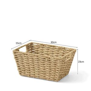 Artera Medium Wicker Storage Baskets - Woven Seagrass Basket for Organizing, Stackable Natural Storage Bins with Handles for Laundry Room, Bathroom, Pantry, Closet, Shelf, 12"x9"x6", Pack (1)