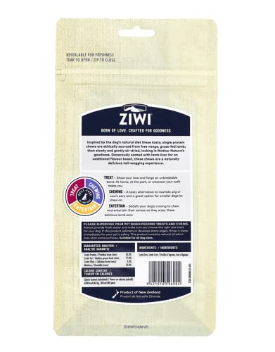 ZIWI Dog Chews and Treats – All Natural, Air-Dried, Single Protein, Grain-Free, High-Value Treat, Snack, Reward (Lamb Ears) 2.1 Ounce (Pack of 1)