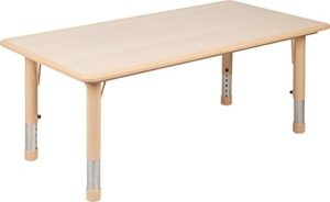 flash furniture wren 23.625"w x 47.25"l rectangular natural plastic height adjustable activity table