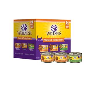 wellness chicken & turkey lovers minced and gravies variety pack, 3 oz (pack of 24)