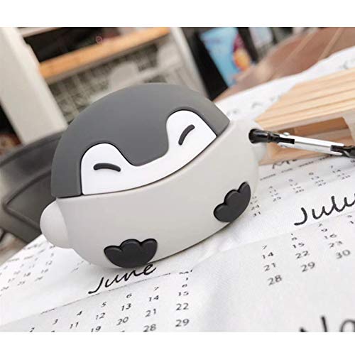 ONGHSD for Airpods Pro Gray Penguin Case Shockproof Silicone Protective Case for Airpod Pro Case with Keychain Cute 3D Cartoon Animal Protector Skin for Airpods Pro Cover Charging Case Protection