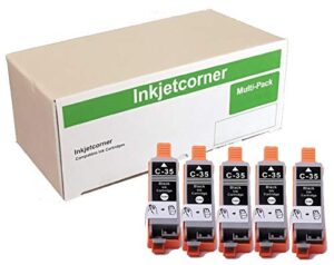inkjetcorner compatible ink cartridge replacement for pgi-35 pgi-35bk for use with ip100 ip110 tr150 printer (black, 5-pack)