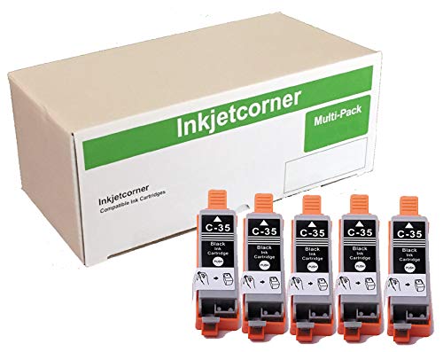 Inkjetcorner Compatible Ink Cartridge Replacement for PGI-35 PGI-35BK for use with iP100 iP110 TR150 Printer (Black, 5-Pack)
