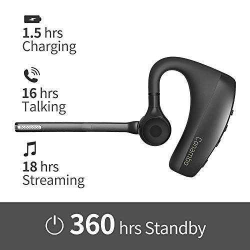 Conambo Bluetooth Headset 5.1 with CVC8.0 Dual Mic Noise Cancelling Bluetooth Earpiece 16Hrs Talktime Wireless Headset Hands-Free Earphone for Truck Driver iPhone Android Cell Phones