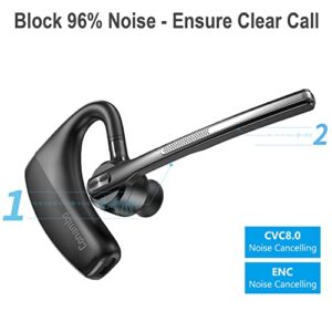 Conambo Bluetooth Headset 5.1 with CVC8.0 Dual Mic Noise Cancelling Bluetooth Earpiece 16Hrs Talktime Wireless Headset Hands-Free Earphone for Truck Driver iPhone Android Cell Phones