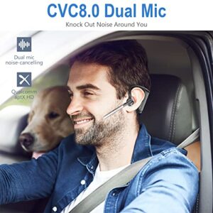 Conambo Bluetooth Headset 5.1 with CVC8.0 Dual Mic Noise Cancelling Bluetooth Earpiece 16Hrs Talktime Wireless Headset Hands-Free Earphone for Truck Driver iPhone Android Cell Phones