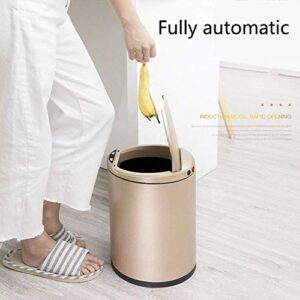 JLDN 12L/3Gallon Touchless Automatic Trash Can Smart, Kitchen Trash Binwith Lid Motion Sensor Garbage Can High-Capacity Waste Dust Bin Adjustable,Gold