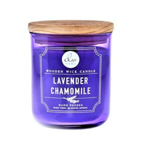 dw home richly scented candle lavender chamomile in large purple tumbler with wooden lid, 11.5 oz