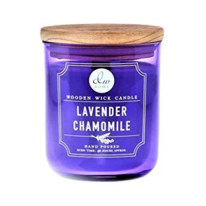 DW Home Richly Scented Candle Lavender Chamomile in Large Purple Tumbler with Wooden Lid, 11.5 oz