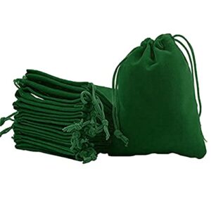 50pcs Velveteen Sack Velvet Cloth Drawstring Bags Jewelry Bags Pouches Small Candy Gift Bags for Christmas Party Wedding Event Supplies Favors Bags Mixed Colors (Dark green, 2.7"x 3.5")