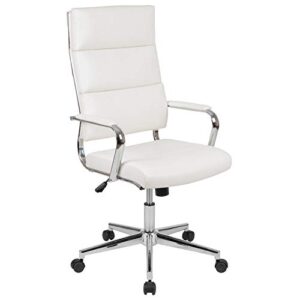 flash furniture hansel high back white leathersoft contemporary panel executive swivel office chair