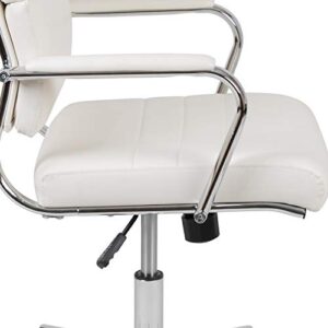 Flash Furniture Hansel High Back White LeatherSoft Contemporary Panel Executive Swivel Office Chair