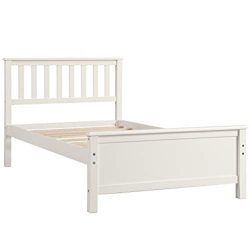 Merax Twin Bed Frame, Platform Bed with Headboard, Footboard and Wood Slat Support, No Box Spring Needed