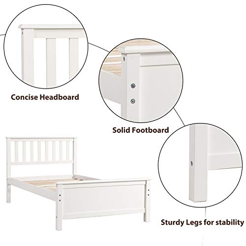 Merax Twin Bed Frame, Platform Bed with Headboard, Footboard and Wood Slat Support, No Box Spring Needed