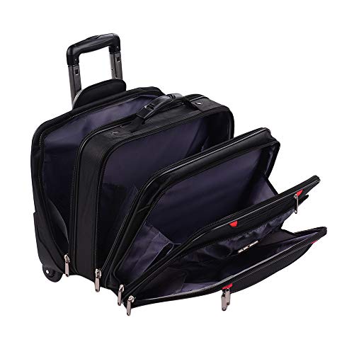 AirTraveler Rolling Briefcase Rolling Laptop Bag Computer Case with Wheels Spinner Mobile Office Carry On Luggage for 14.1in 15.6in Business Notebook for Women Men