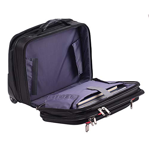 AirTraveler Rolling Briefcase Rolling Laptop Bag Computer Case with Wheels Spinner Mobile Office Carry On Luggage for 14.1in 15.6in Business Notebook for Women Men