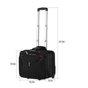 AirTraveler Rolling Briefcase Rolling Laptop Bag Computer Case with Wheels Spinner Mobile Office Carry On Luggage for 14.1in 15.6in Business Notebook for Women Men