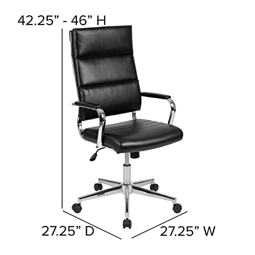 Flash Furniture Hansel High Back Black LeatherSoft Contemporary Panel Executive Swivel Office Chair