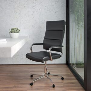 Flash Furniture Hansel High Back Black LeatherSoft Contemporary Panel Executive Swivel Office Chair