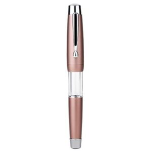 Asvine Mojiang T2 Elastic Piston Fountain Pen, Brown Alloy Acrylic Large-Capacity Ink Pen, Fine Nib with Pen Case