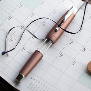 Asvine Mojiang T2 Elastic Piston Fountain Pen, Brown Alloy Acrylic Large-Capacity Ink Pen, Fine Nib with Pen Case