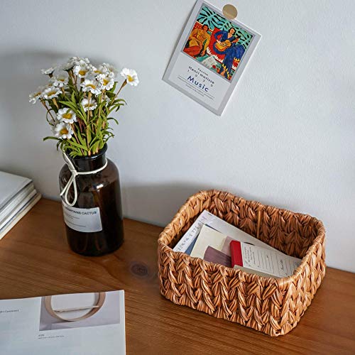 GRANNY SAYS Bathroom Baskets for Organizing, Wicker Storage Baskets for Bathroom, Bathroom Counter Storage, Toilet Basket Tank Topper, Caramel Orange, Set of Wicker Baskets 3 Pack