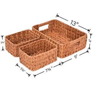 GRANNY SAYS Bathroom Baskets for Organizing, Wicker Storage Baskets for Bathroom, Bathroom Counter Storage, Toilet Basket Tank Topper, Caramel Orange, Set of Wicker Baskets 3 Pack