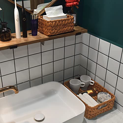 GRANNY SAYS Bathroom Baskets for Organizing, Wicker Storage Baskets for Bathroom, Bathroom Counter Storage, Toilet Basket Tank Topper, Caramel Orange, Set of Wicker Baskets 3 Pack