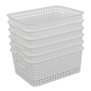 eudokkyna plastic weave storage basket, small baskets set of 6, white