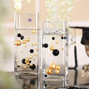 Hicarer 10000 Pieces Transparent Water Gels 100 Pieces Simulated Pearl Beads for Vase Fillers Floating Water Gems Assorted Round Faux Pearl for Home Wedding Decor (Bright Gold, Bright Black)