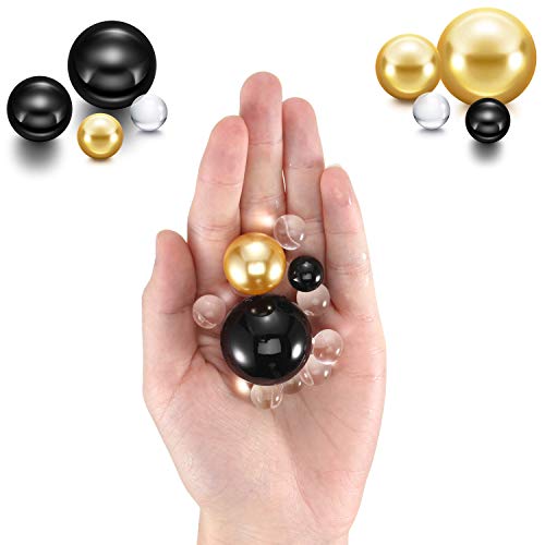 Hicarer 10000 Pieces Transparent Water Gels 100 Pieces Simulated Pearl Beads for Vase Fillers Floating Water Gems Assorted Round Faux Pearl for Home Wedding Decor (Bright Gold, Bright Black)