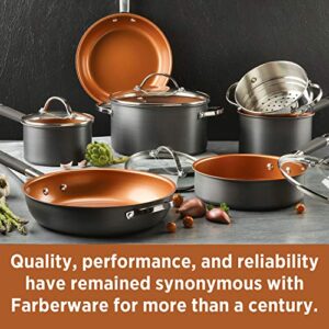 Farberware Glide Pro Hard Anodized Ceramic Nonstick Cookware Pots and Pans Set, 11 Piece, Gray