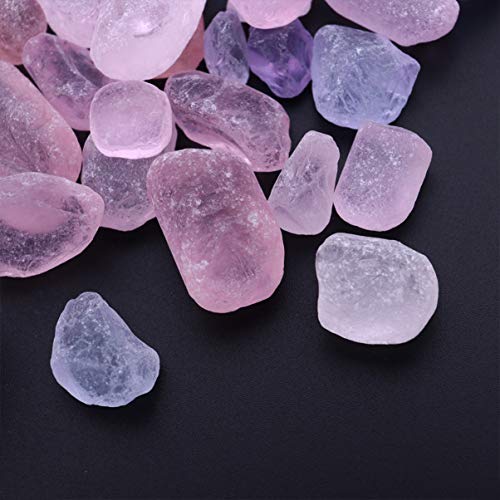 Balacoo Aquarium Gravel Stone Natural Gravel Irregular Shape Polished Gravel for Outdoor Garden Landscaping Vase Fillers Decoration Pink Purple