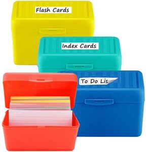 index card holder 3x5, ehme index card box 4 pcs, business card organizer case, rolodex card holder, 3x5 flash note card holder 4 packs, 350 cards capacity box