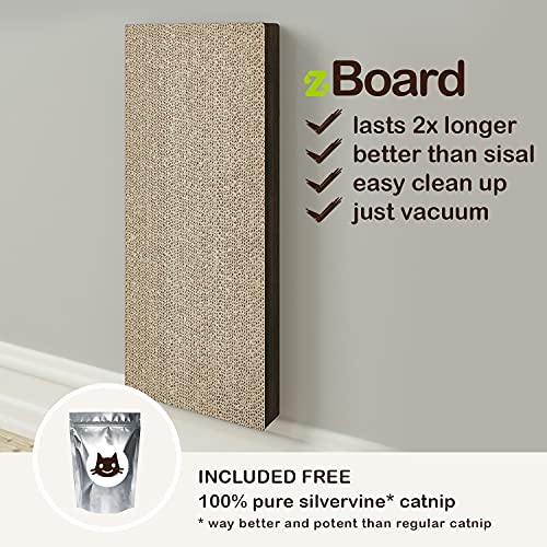 WAY BASICS Premium Cat Scratcher Wall Mounted Scratch Pad (Free Silvervine Organic Catnip)