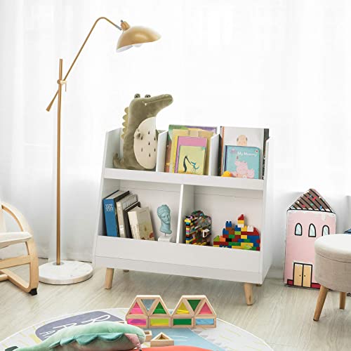 Haotian KMB19-W, Children Kids Bookcase with 5 Compartments, Storage Book Shelf, Storage Display, Rack, Organizer, Holder