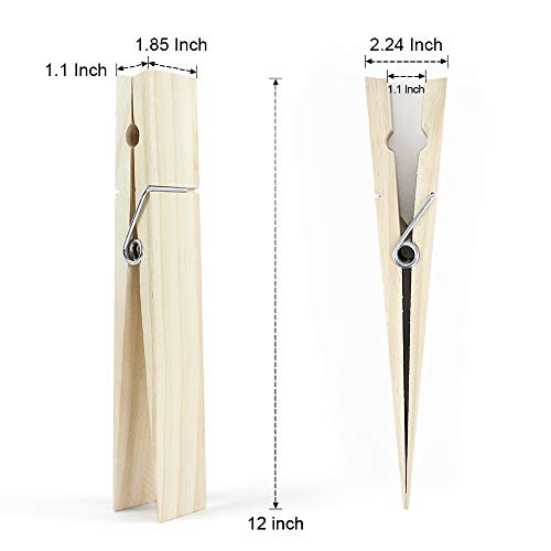 12 Inch, Giant Clothespins, Jumbo Wood Clips for DIY Craft, Bathroom or Laundry Room Decoration, 1 PCS