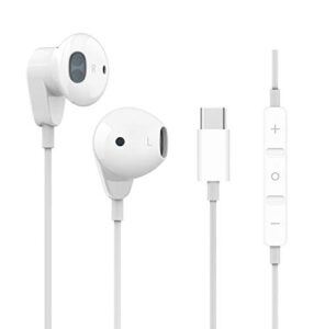 wired earbuds hifi stereo headphones earphones w/microphone usb type c connector only fit for huawei p30 pro, p20 pro, mate 30 pro, mate 20 pro, mate 10 pro, xiaomi mi 9, mi 9 se, mi 8, mi a2 (white)