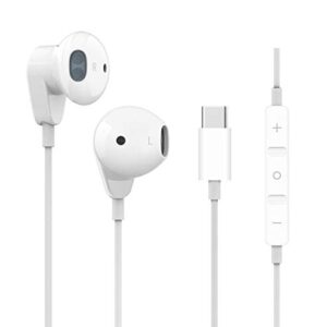 Wired Earbuds HiFi Stereo Headphones Earphones w/Microphone USB Type C Connector only Fit for Huawei P30 Pro, P20 Pro, Mate 30 Pro, Mate 20 Pro, Mate 10 Pro, Xiaomi Mi 9, Mi 9 SE, Mi 8, Mi A2 (White)