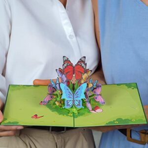 Paper Love 3D Pop Up Card, Butterflies, For Mothers Day, All Occasions - 5" x 7" Cover - Includes Envelope and Note Tag