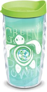 tervis turtle insulated tumbler with wrap and lime green lid, 10oz wavy, clear
