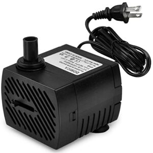 domica (80gph 4w) mini submersible water pump for pond, aquariums, fish tank, hydroponics, tabletop fountain, pet fountain, indoor or outdoor fountain pump