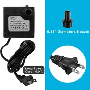 DOMICA (80GPH 4W) Mini Submersible Water Pump for Pond, Aquariums, Fish Tank, Hydroponics, Tabletop Fountain, Pet Fountain, Indoor or Outdoor Fountain Pump