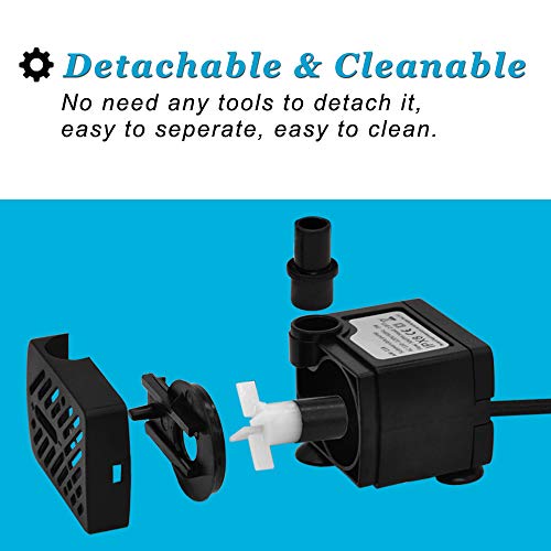 DOMICA (80GPH 4W) Mini Submersible Water Pump for Pond, Aquariums, Fish Tank, Hydroponics, Tabletop Fountain, Pet Fountain, Indoor or Outdoor Fountain Pump