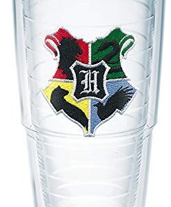 Tervis 1349143 Harry Potter - Hogwarts House Crests Insulated Tumbler with Emblem and Black Lid, 24oz, Clear