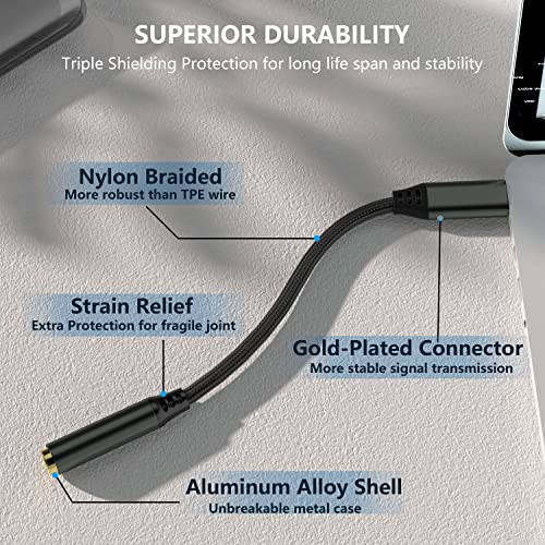 YUANBAI USB C to 3.5mm OnePlus 9 10 Pro Headphone Jack Adapter, USB Type C to 3.5mm Aux Audio Adapter DAC USB C Headphone Adapter for Samsung S22 S21 Ultra S20 FE A53 Google Pixel 6a 6 Pro iPad Air 5