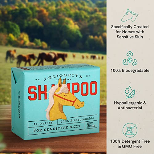 J·R·LIGGETT'S Horse Shampoo Bar Great for Sensitive Skin - Relieves Dry, Itchy Skin - Hypoallergenic and Biodegradable Formula – 100% Detergent-Free, 100% Ecologically Correct, Non-GMO, 3.5 oz.