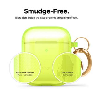 elago Clear Airpods Case with Keychain Designed for Apple Airpods 1 & 2 (Neon Yellow)