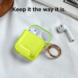 elago Clear Airpods Case with Keychain Designed for Apple Airpods 1 & 2 (Neon Yellow)